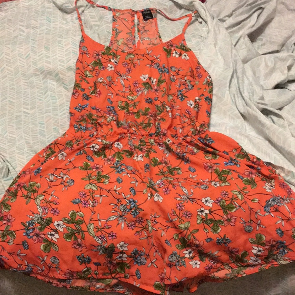 Peach floral romper